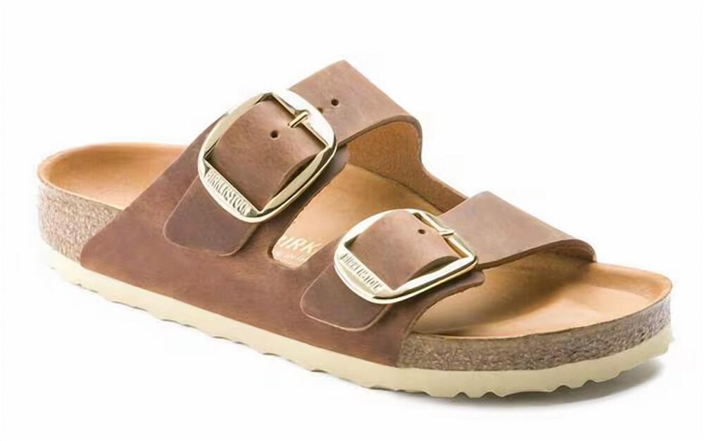 NEW BIRKENSTOCK women's arizona big buckle sandal in cognac